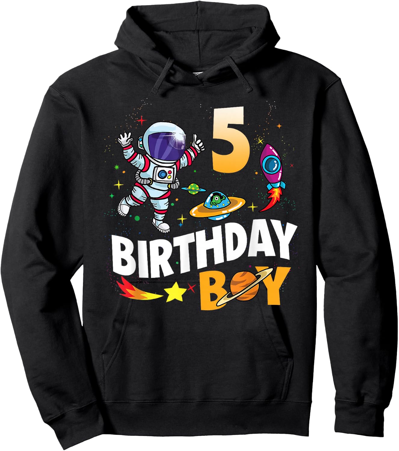 5 Year Old Boy Astronaut 5th Birthday Boy Hoodie - Hoodie | Black