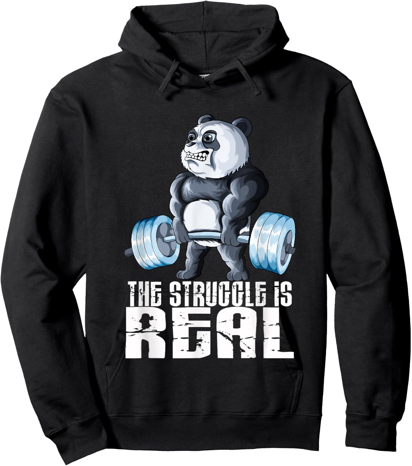 The Struggle Is Real Fitness Panda Weightlifting Sports Hoodie - Hoodie | Black