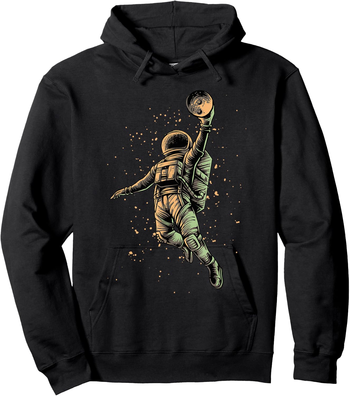 Astronaut Playing Basketball Slam Dunking Moon in Space Hoodie - Hoodie | Black