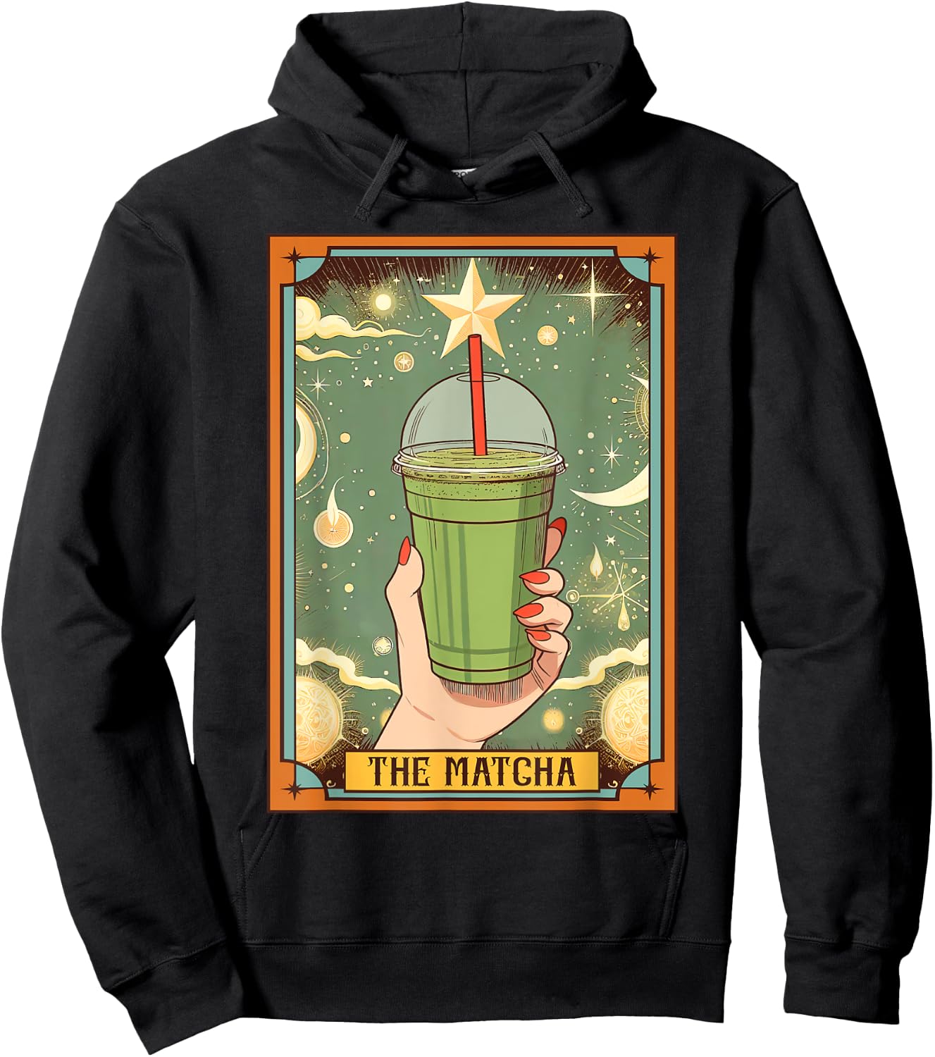 Matcha Lover But First Matcha Time The Matcha Tarot Card Hoodie - Hoodie | Black