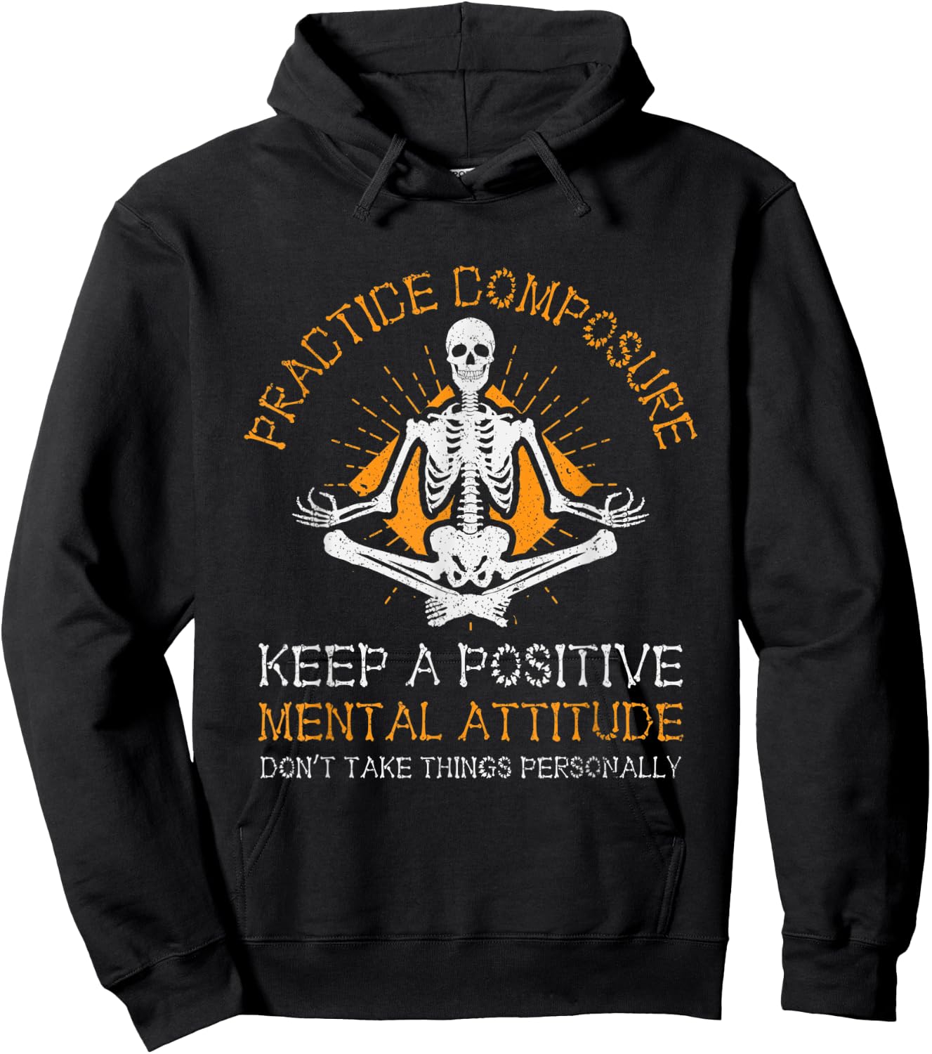 Skeleton Yoga Practice Composure Positive Mental Attitude Hoodie - Hoodie | Black
