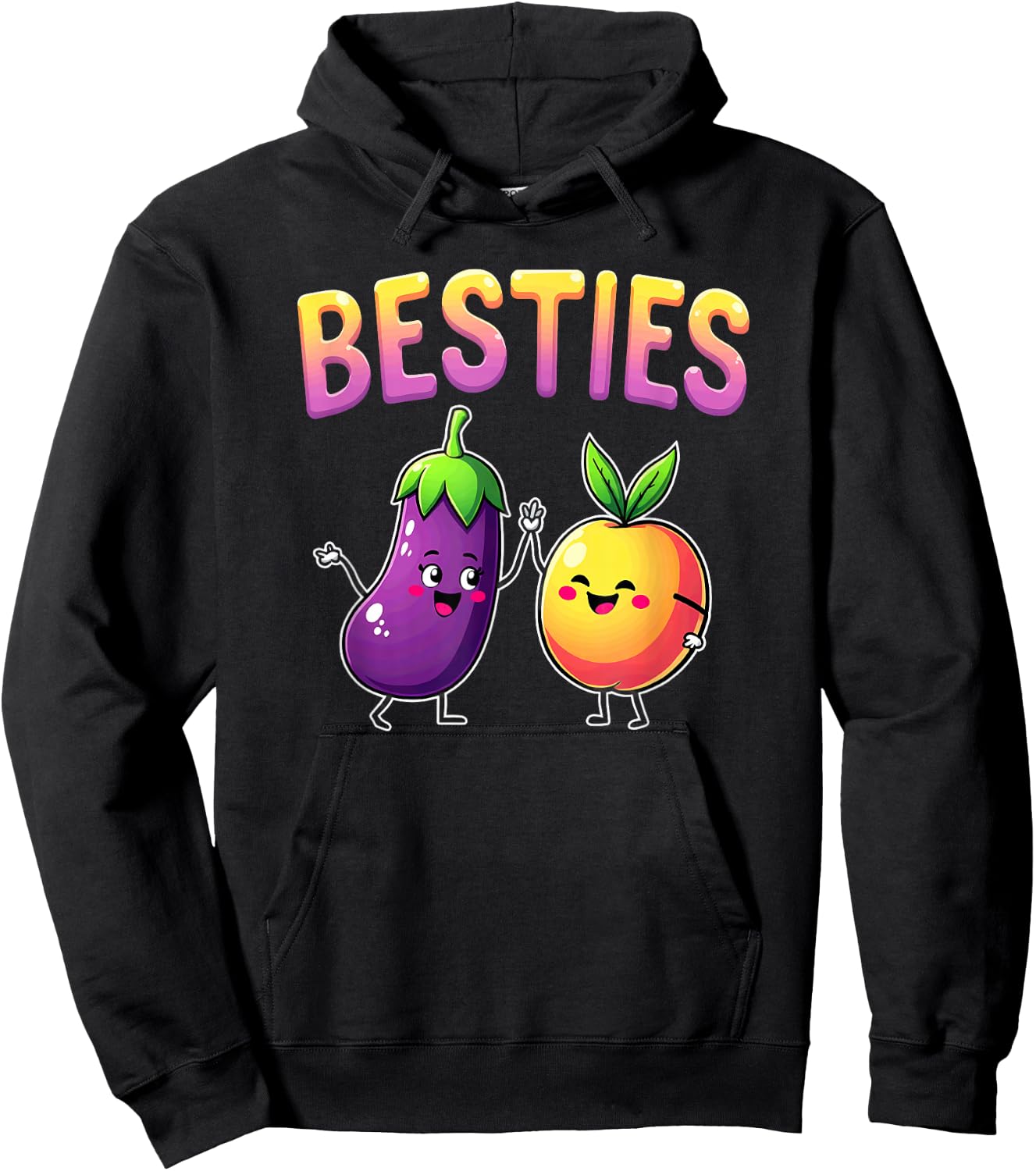 Adult Joke Bestie Eggplant & Peach Hoodie - Hoodie | Black