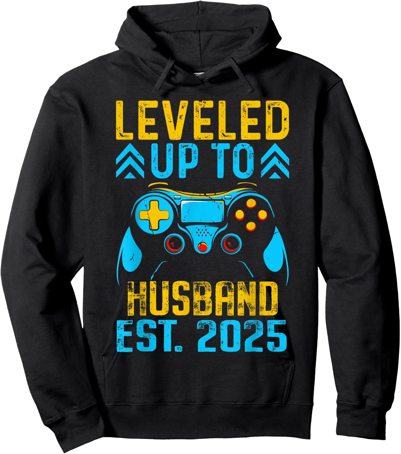 I Leveled Up To Husband Est 2025 Just Married Bachelor Party Hoodie - Hoodie | Black