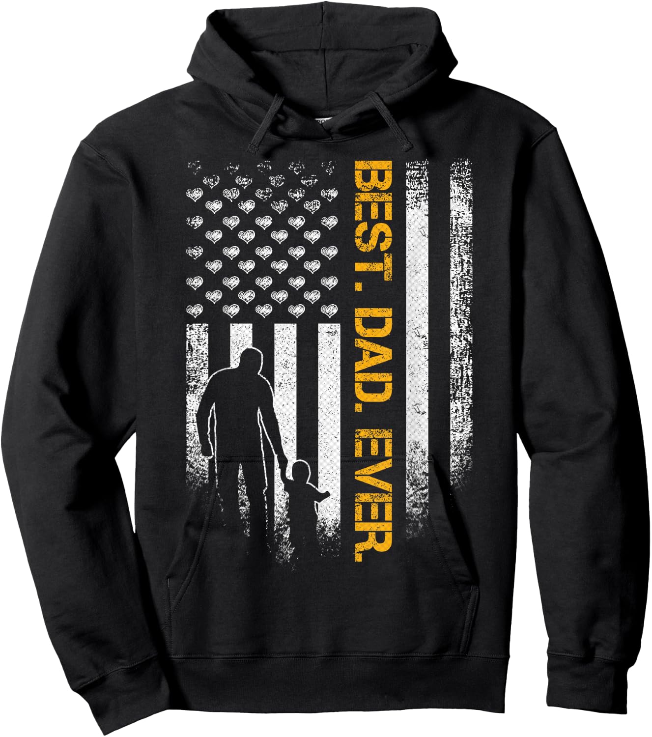 Vintage USA American Flag Best Dad Ever Funny Father's Day Hoodie - Hoodie | Black
