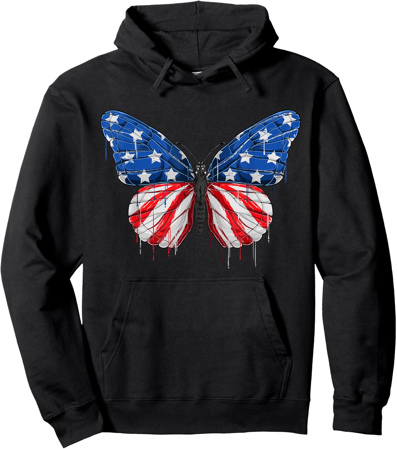 Butterfly USA Flag 4th of July Girl US Hoodie - Hoodie | Black