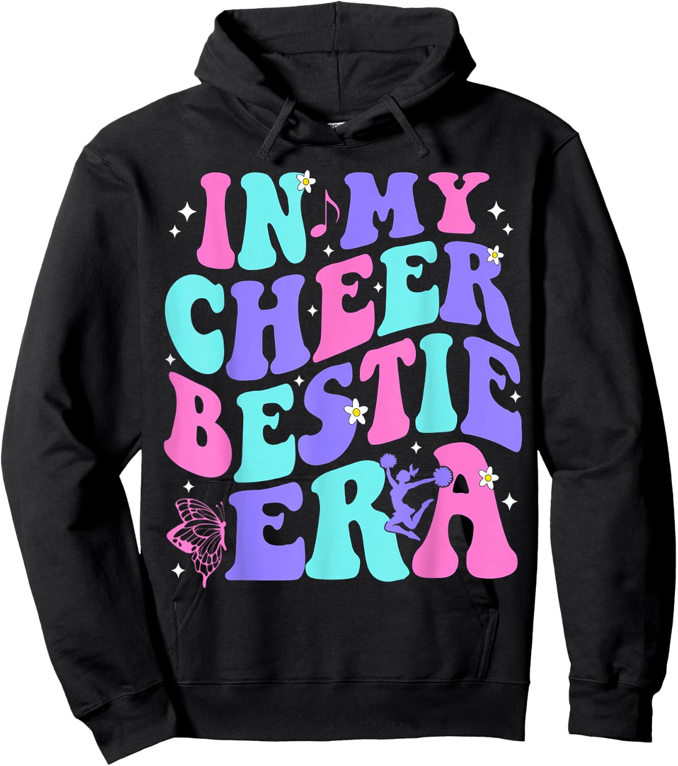 In My Cheer Bestie Era Kids Girls Boys Cheerleader Cheering Hoodie - Hoodie | Black