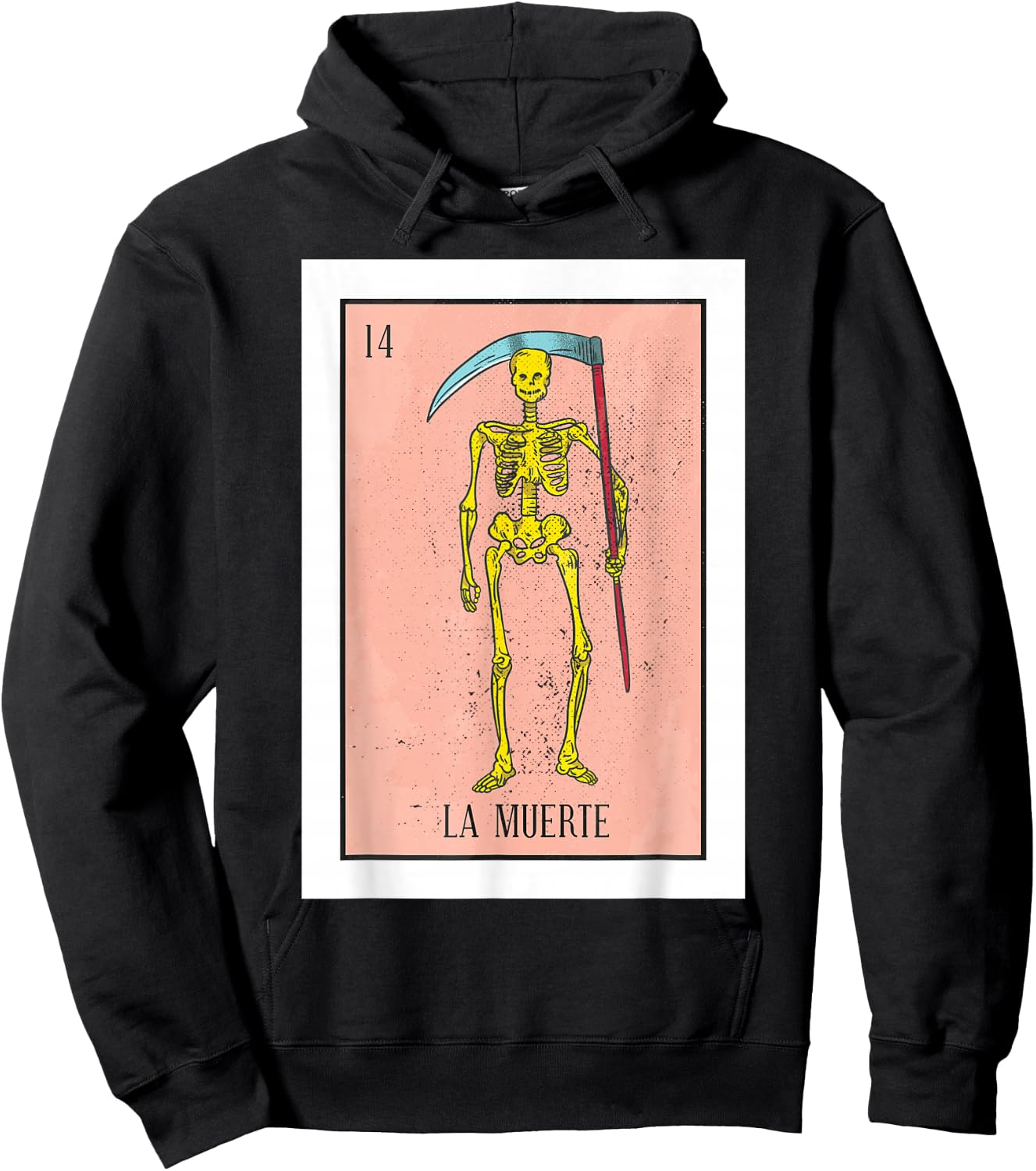 Retro La Muerte Lottery Card The Death Card Mexican Lottery Hoodie - Hoodie | Black