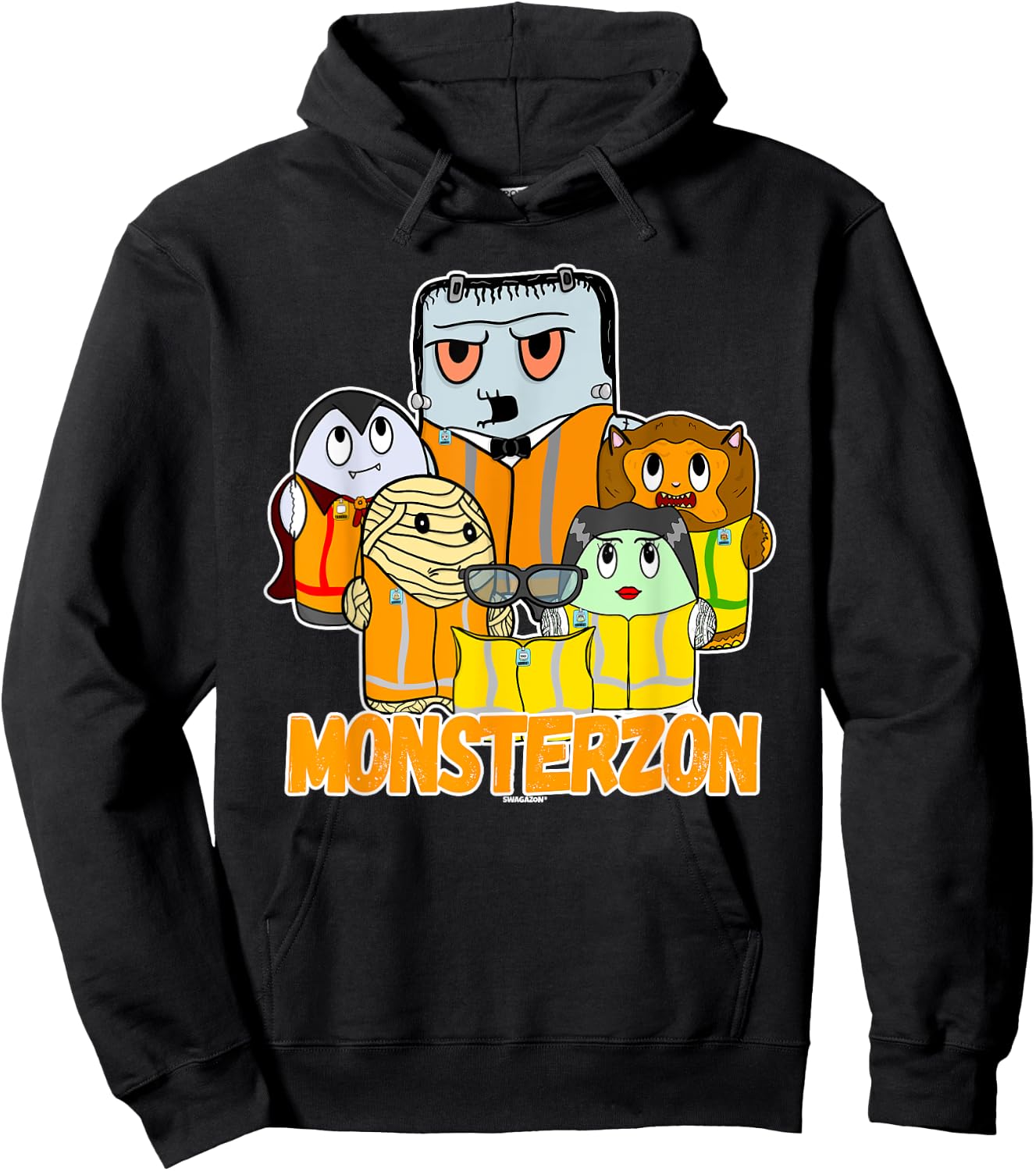 Swagazon Monsters Mummy Frankenstein Dracula Monsterzon Hoodie - Hoodie | Black