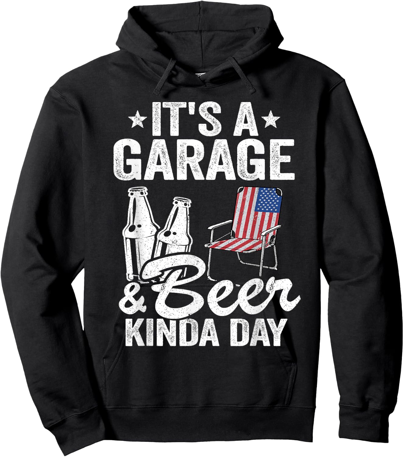 It's A Garage & Beer Kinda Day 4th Of July Garage Drinker Hoodie - Hoodie | Black