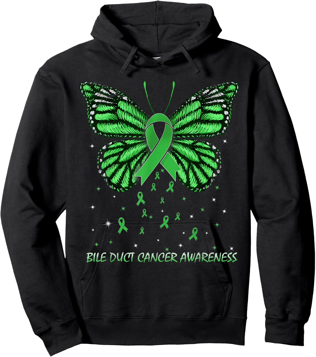 Bile Duct Cancer Awareness Butterfly Hoodie - Hoodie | Black
