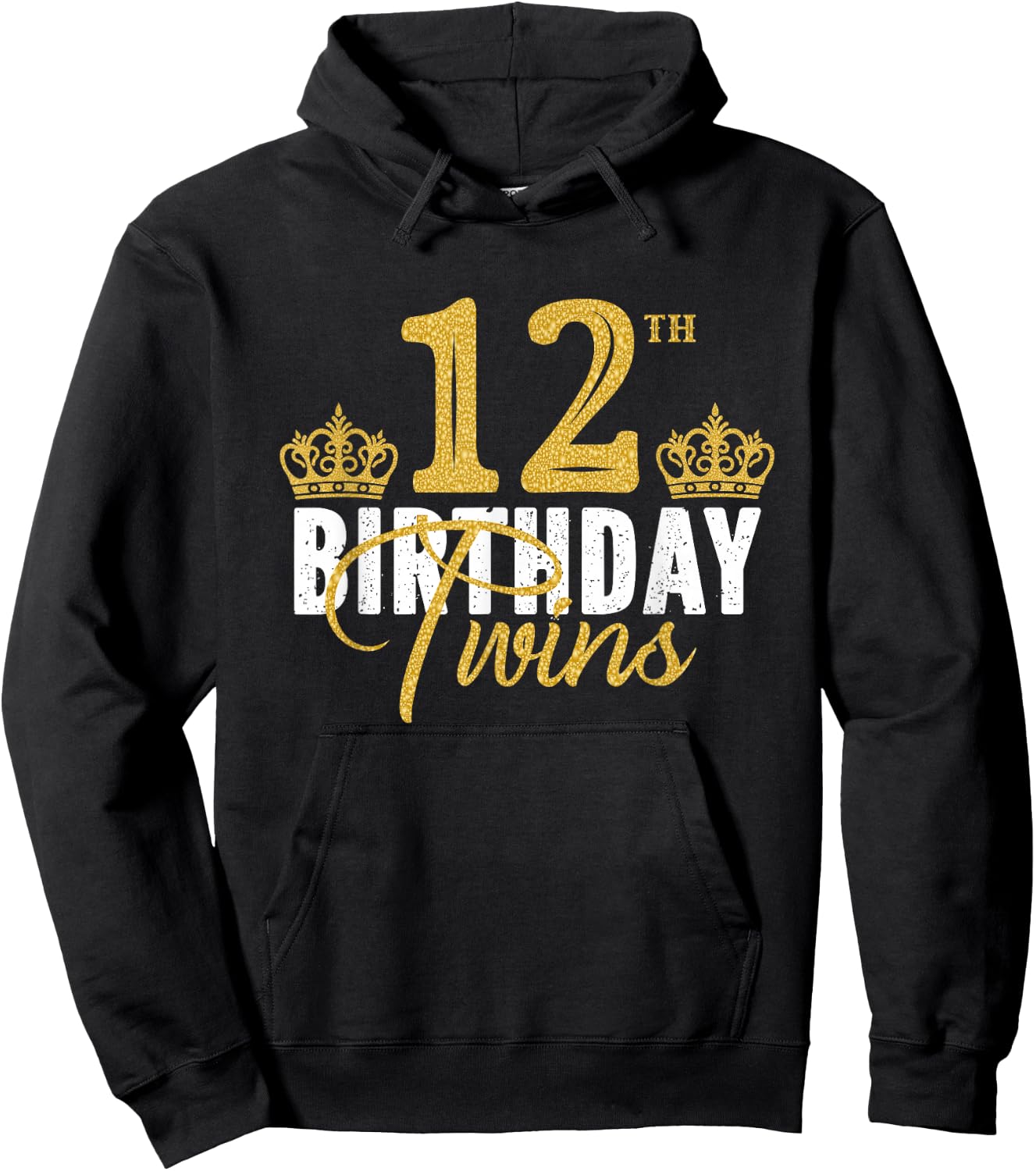 12th Birthday Twins 12 Years Old Party Idea For Boy And Girl Hoodie - Hoodie | Black
