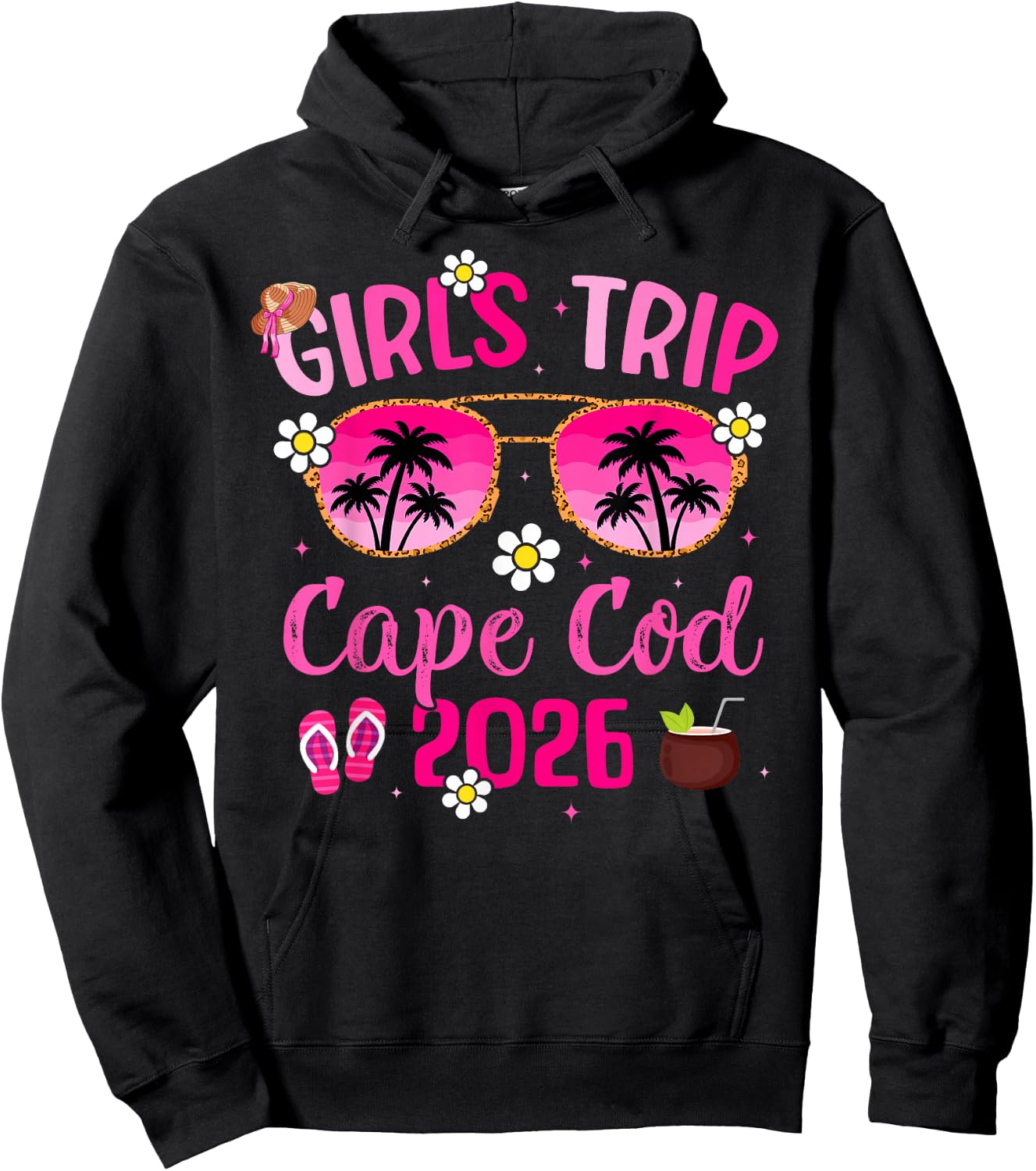 Girl’s Trip Cape Cod 2026 Besties Beach Vacation Group Hoodie - Hoodie | Black