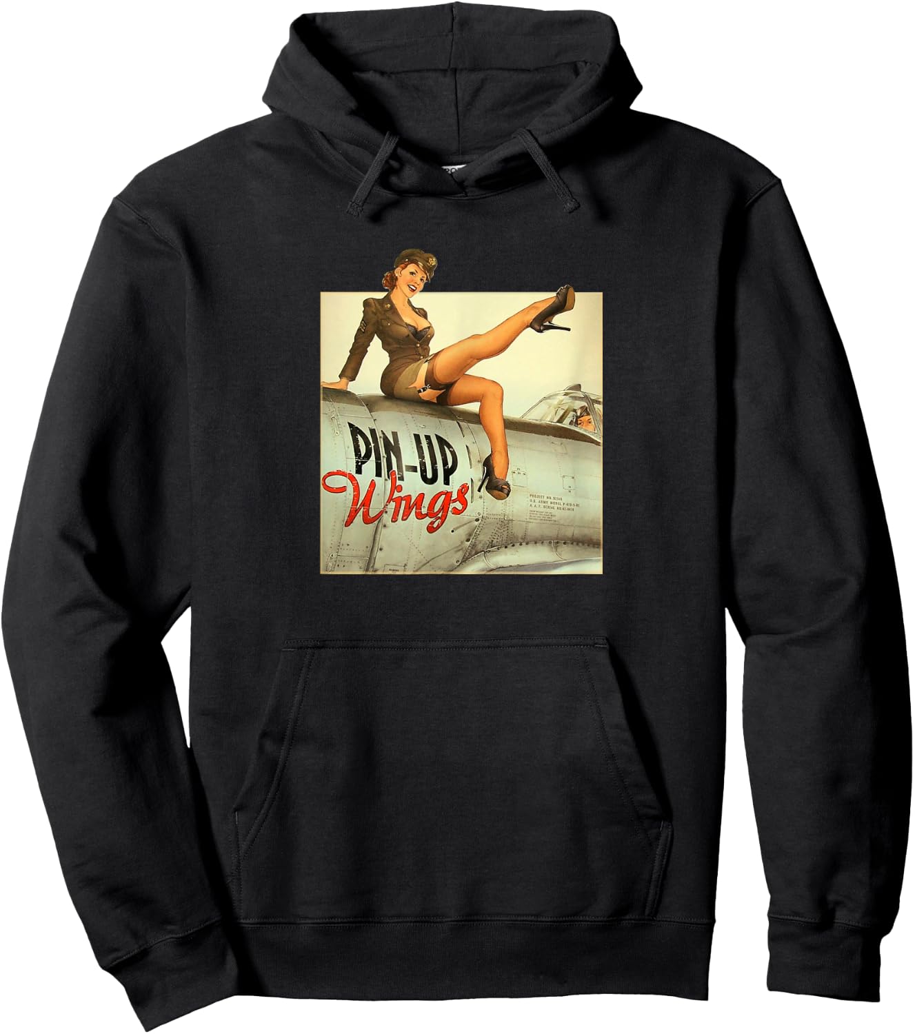 Pinup Girl Wings Vintage Poster WW2 Hoodie - Hoodie | Black