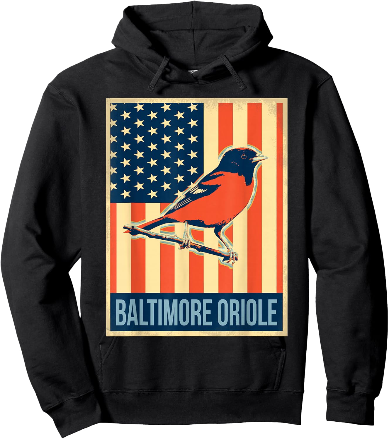 Vintage US Flag Baltimore Oriole Shirt Hoodie - Hoodie | Black