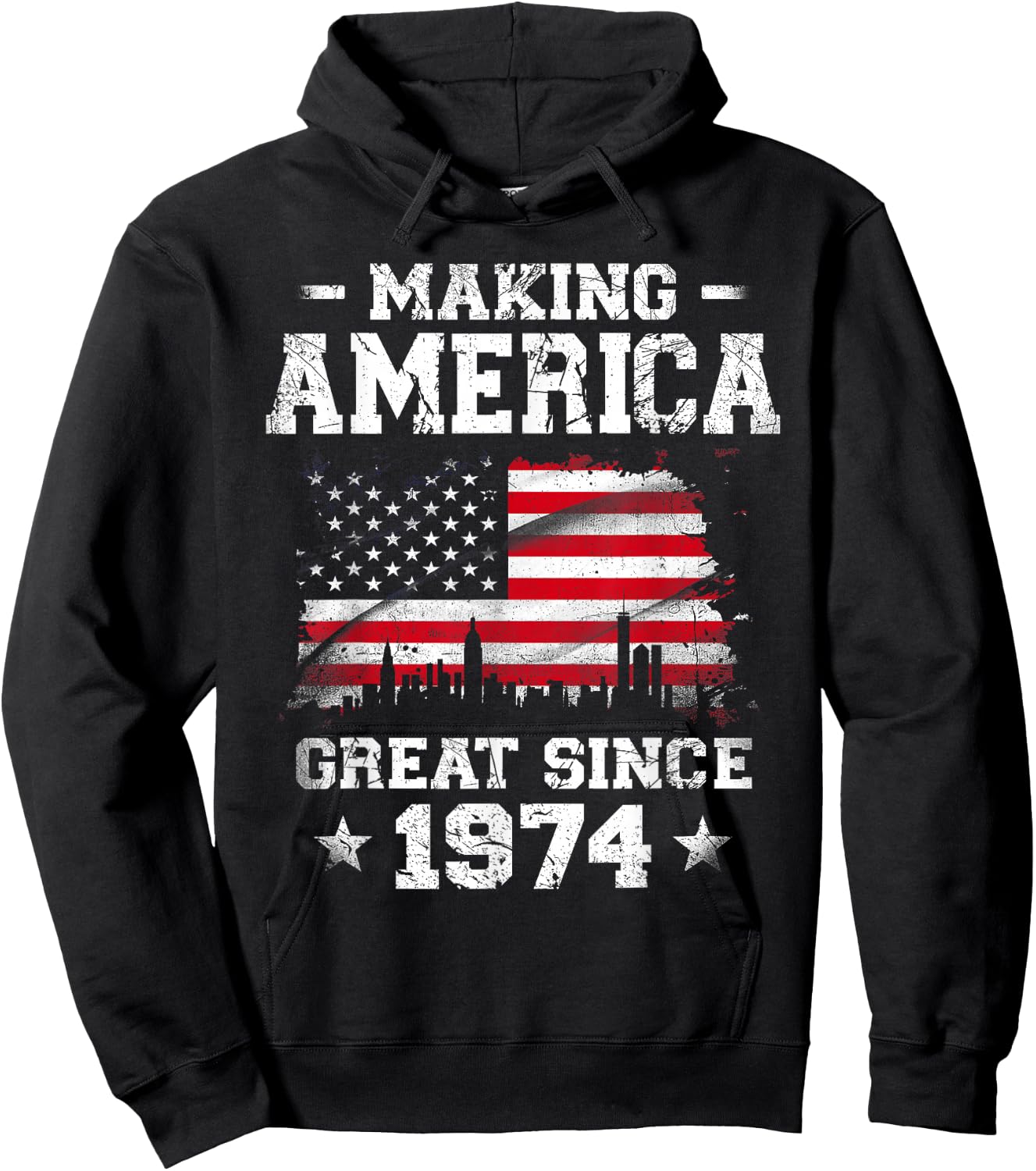 Born In 1974 American Flag Making America Great Since 1974 Hoodie - Hoodie | Black