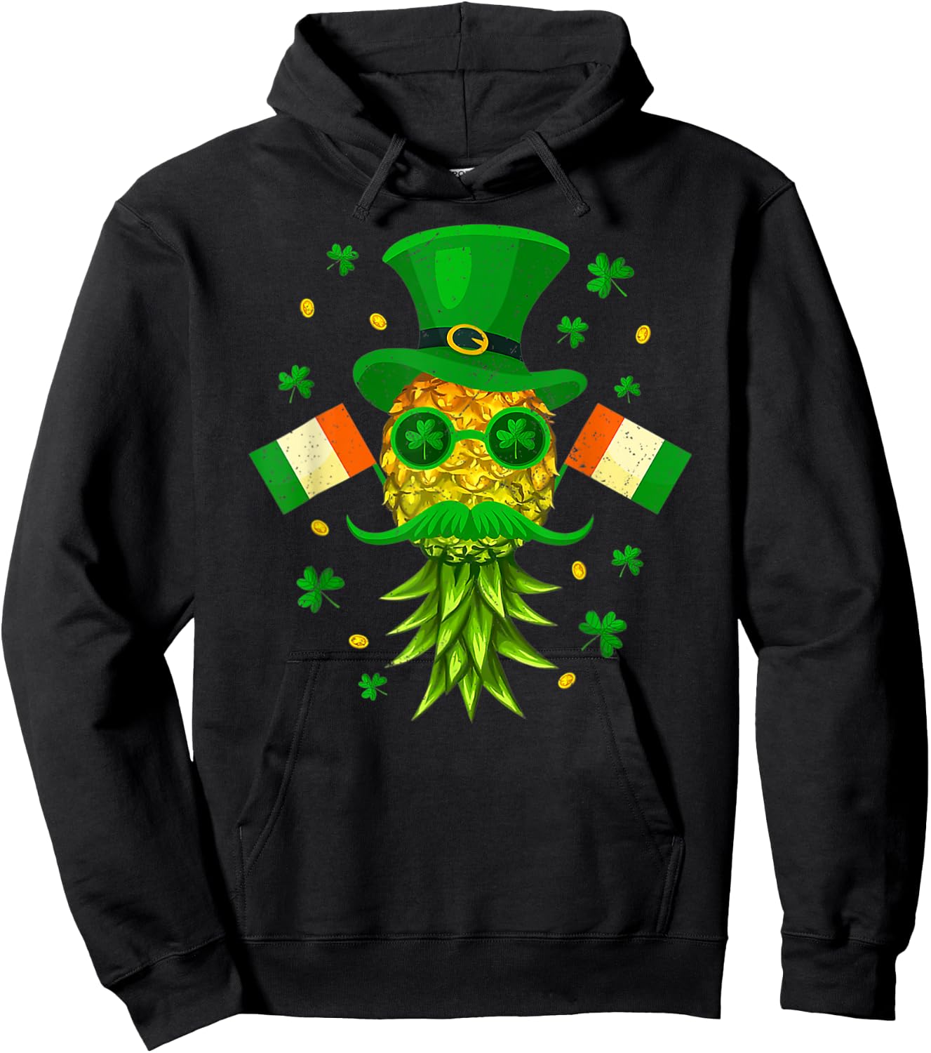Mask Swinger Upside Down Pineapple St Patricks Day Irish Hoodie - Hoodie | Black