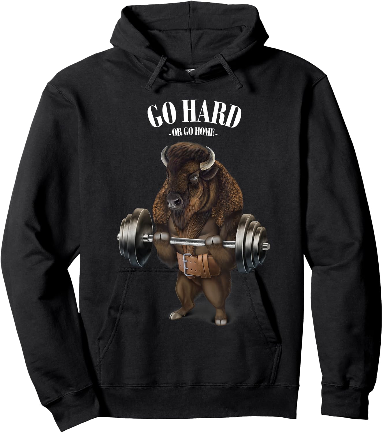 Bison Buffalo Bull Weightlifting in Fitness Gym Hoodie - Hoodie | Black