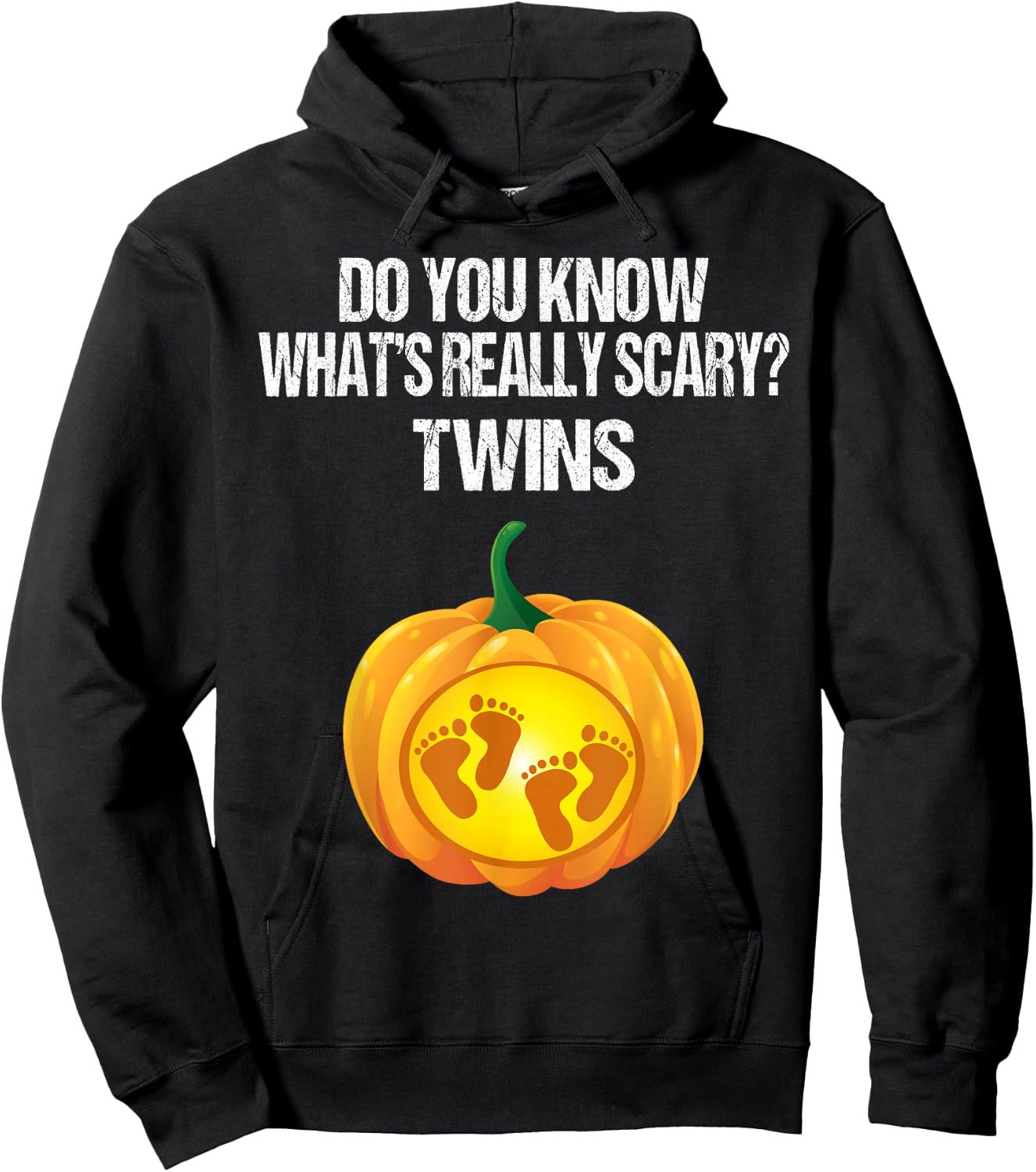 Pumpkin Belly Shirt Pregnancy Announcement Halloween Twins Hoodie - Hoodie | Black