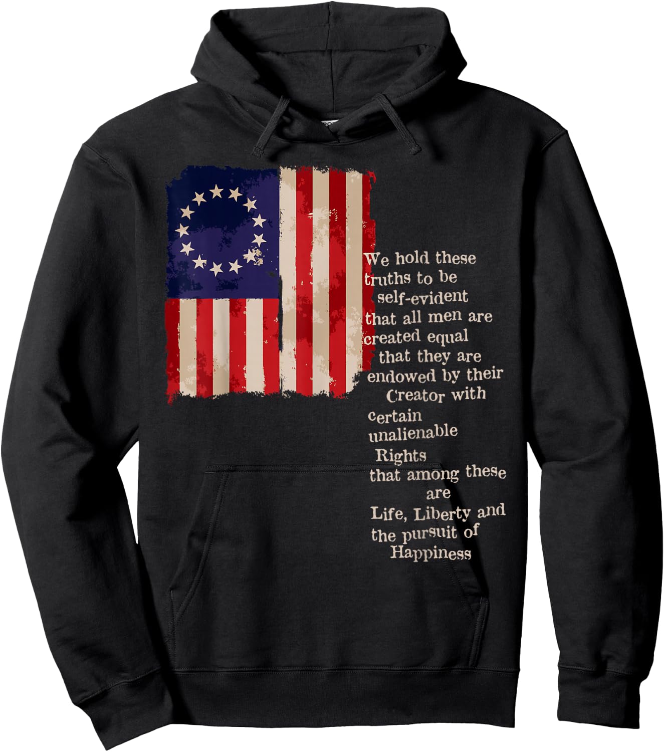 Betsy Ross American Flag the pursuit of Happiness Hoodie - Hoodie | Black