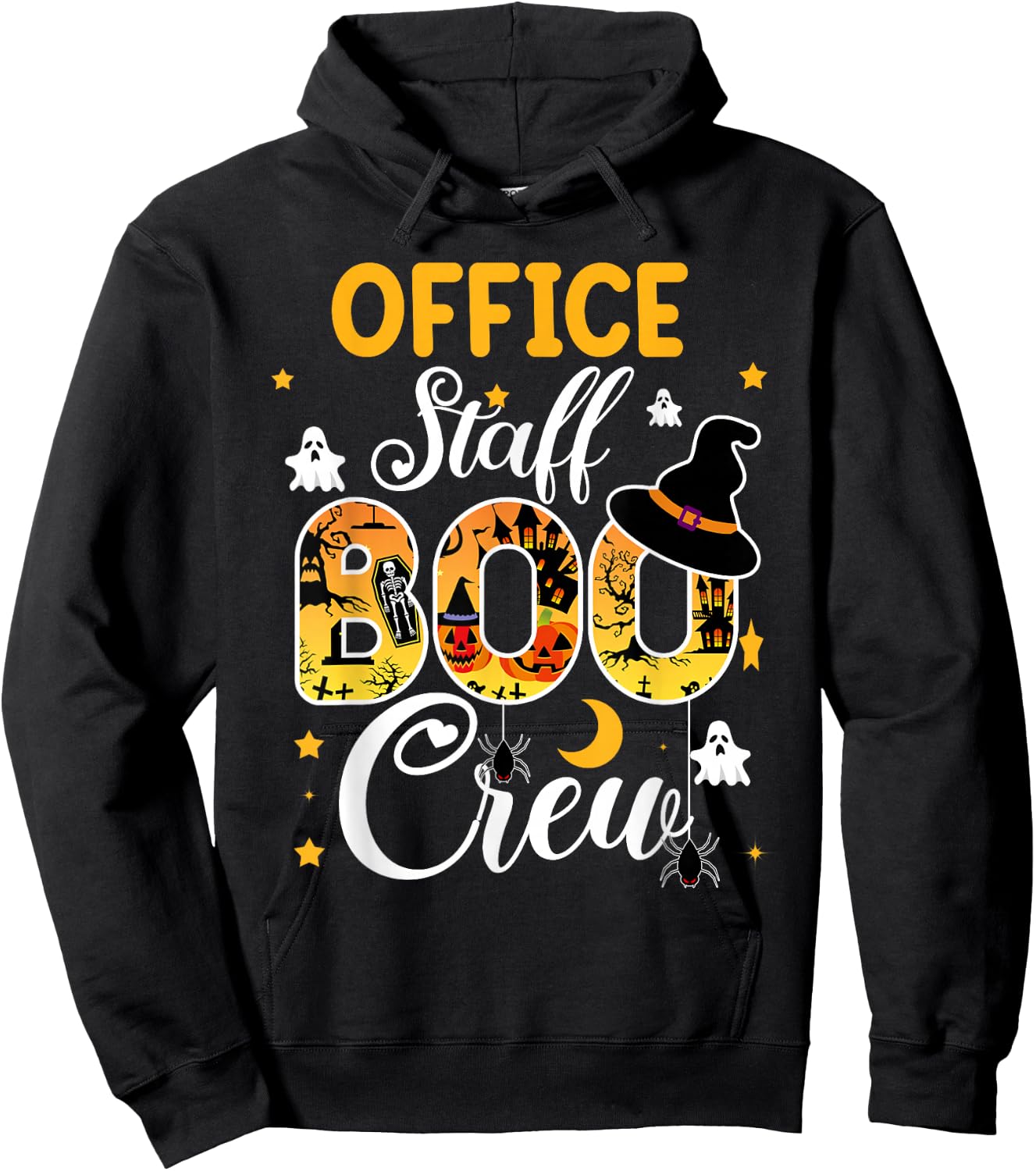 Office Staff Boo Crew Funny Halloween Matching Costume Hoodie - Hoodie | Black