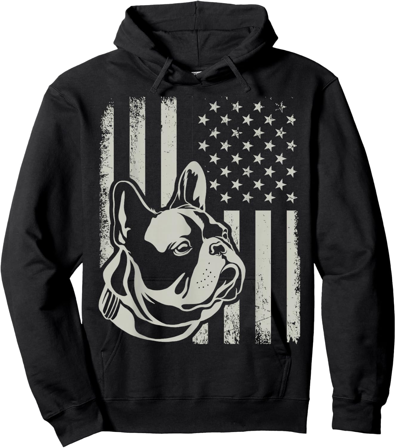 Proud Patriotic French Bulldog Owner Lover American Flag Hoodie - Hoodie | Black