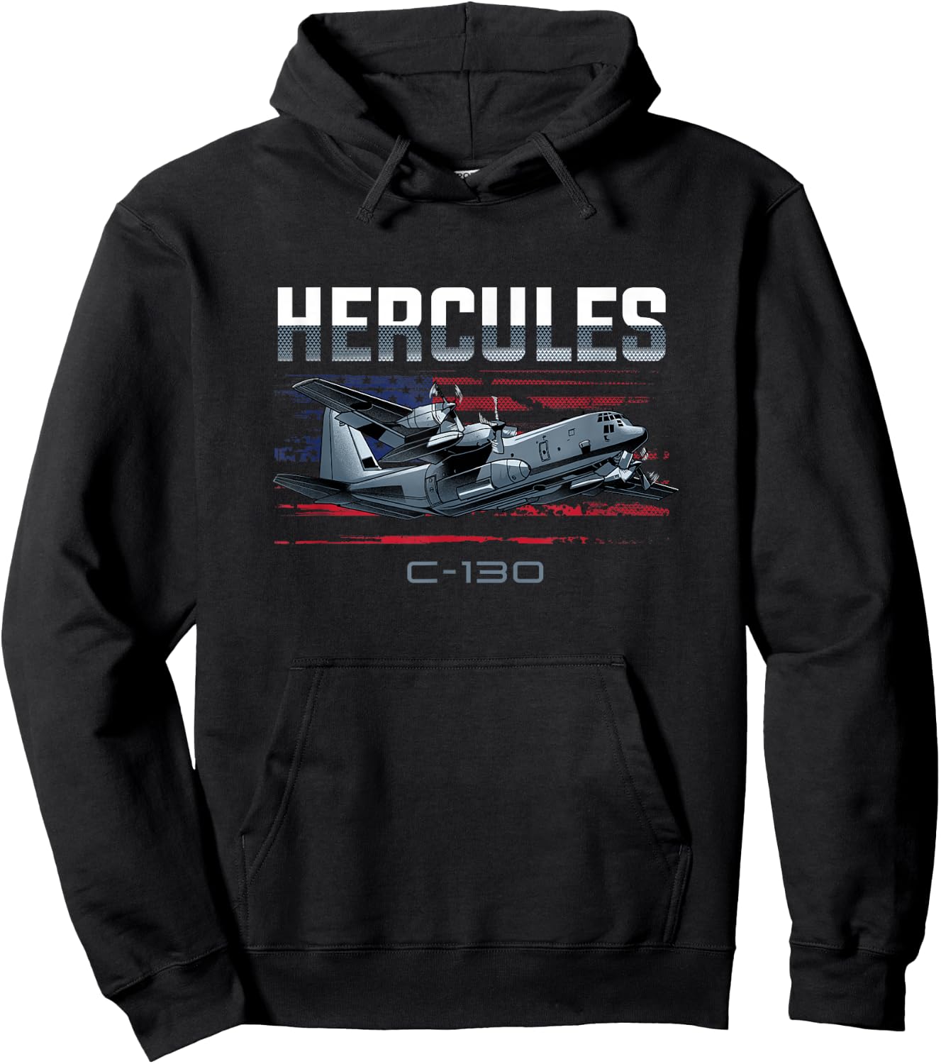 Cargo Warplane C-130 Hercules Military Hoodie - Hoodie | Black