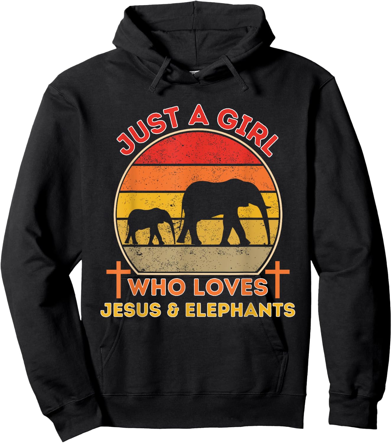 Just A Girl Who Loves Jesus And Elephants - Retro Christian Hoodie - Hoodie | Black
