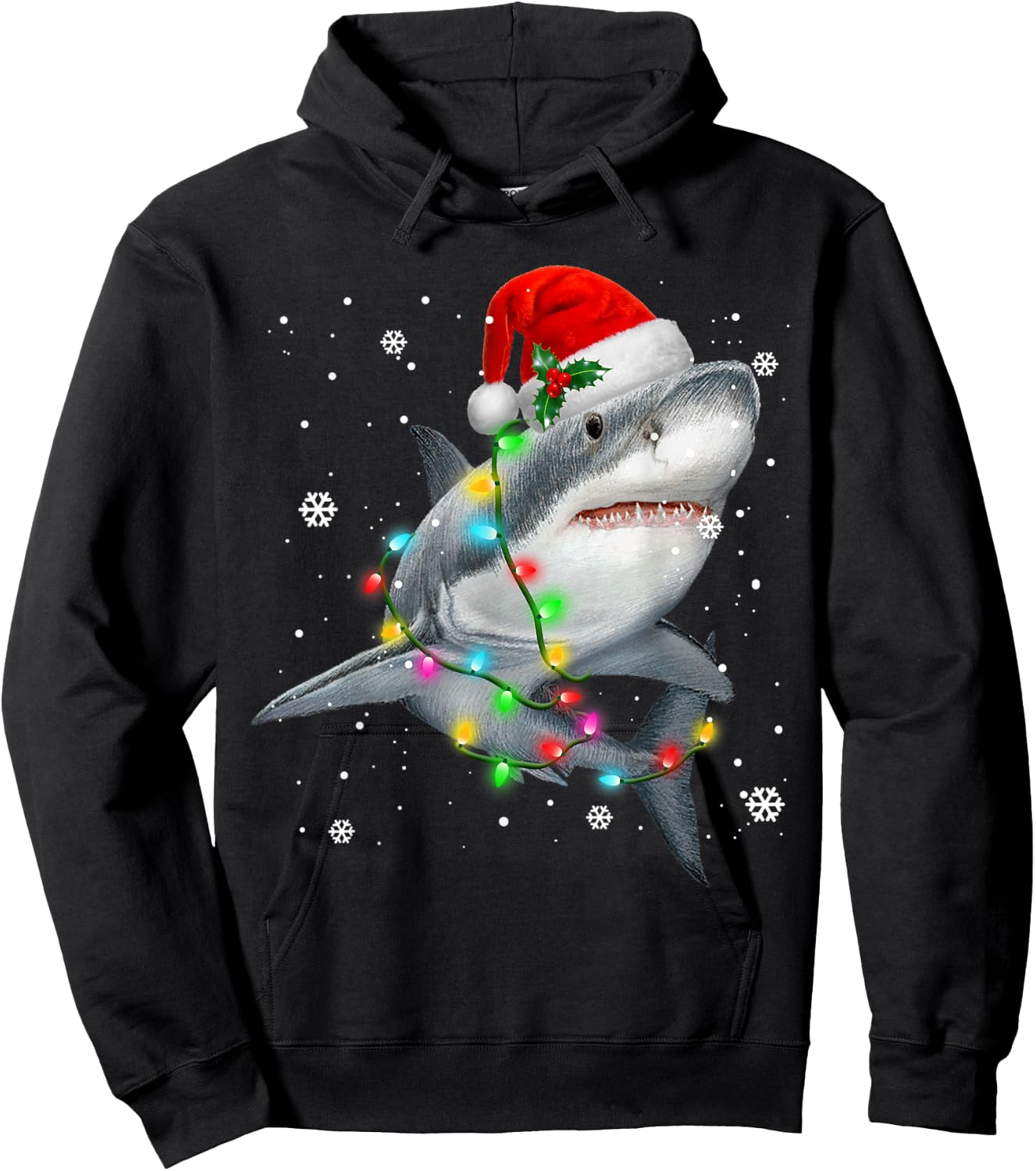 Sharks Tree Christmas Sweater Xmas Pet Animal Shark Lover Hoodie - Hoodie | Black