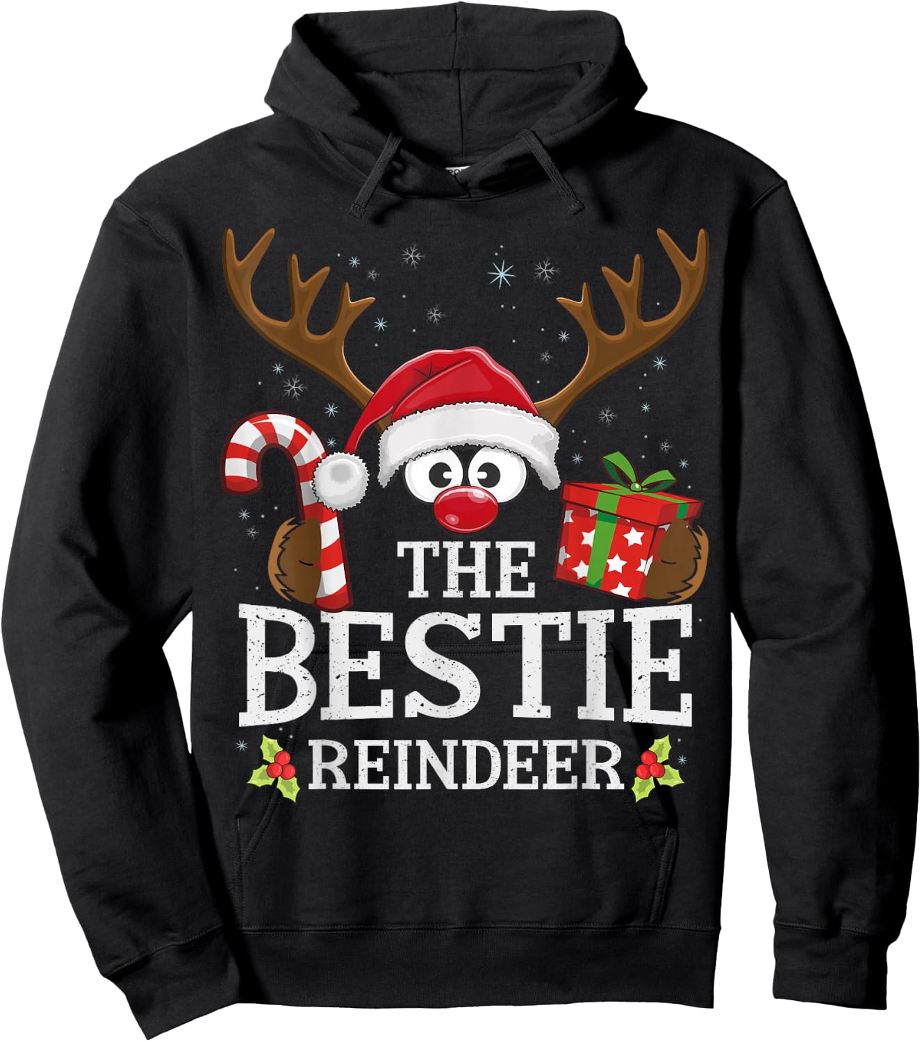 Christmas Matching The Bestie Reindeer Family Hoodie - Hoodie | Black