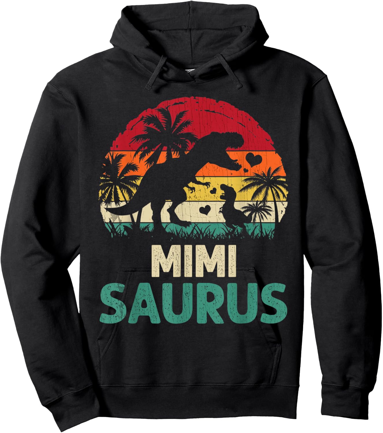 mb Vintage Mimi Saurus Funny Dino Father's Day Mother's Day Hoodie - Hoodie | Black