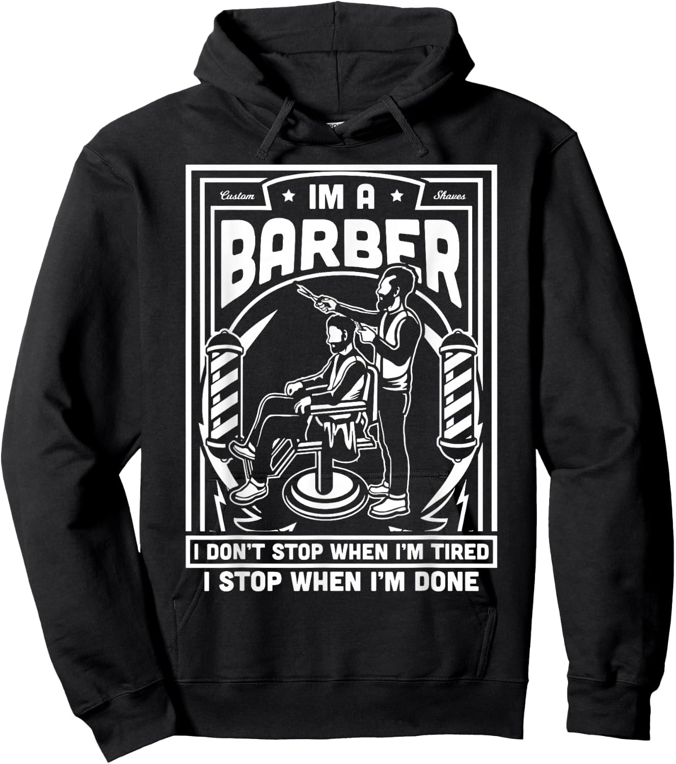 I'm A Barber Funny Tired Hairstylist Bar - Cool Vintage Gift Hoodie - Hoodie | Black