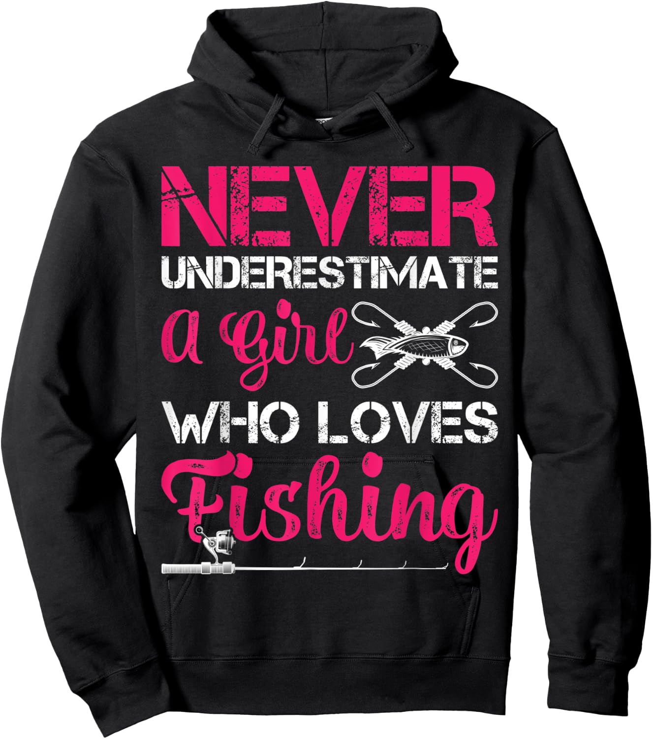 Never Underestimate A Girl Who Loves Fishing Hoodie - Hoodie | Black