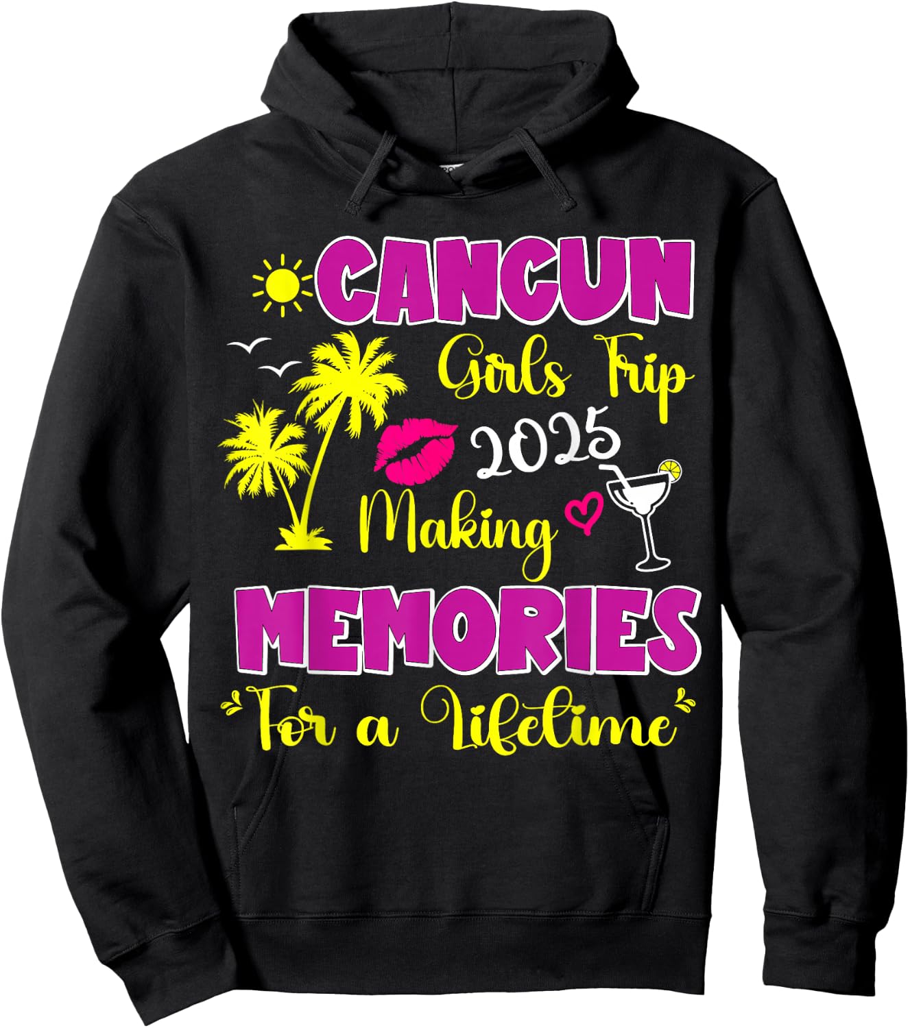 Cancun Girls Trip 2025 Women Mexico Travel Weekend Vacation Hoodie - Hoodie | Black