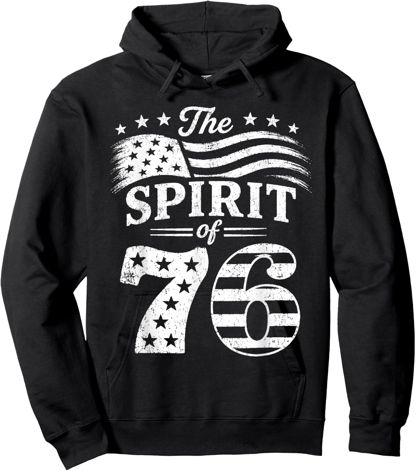 Retro Spirit of 76 250th Anniversary Patriotic American Flag Hoodie - Hoodie | Black