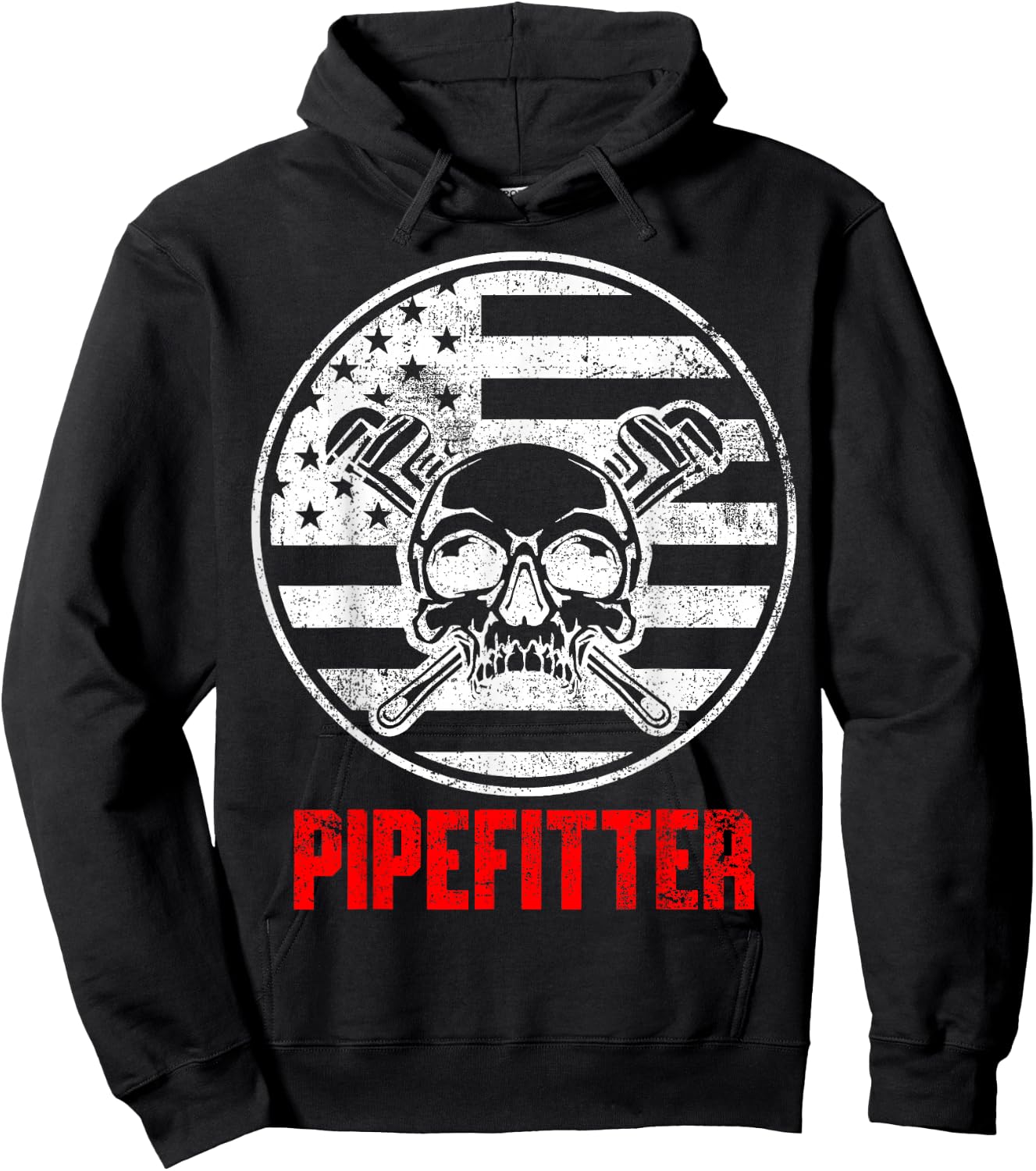 Pipefitter USA Flag Patriotic Hoodie - Hoodie | Black