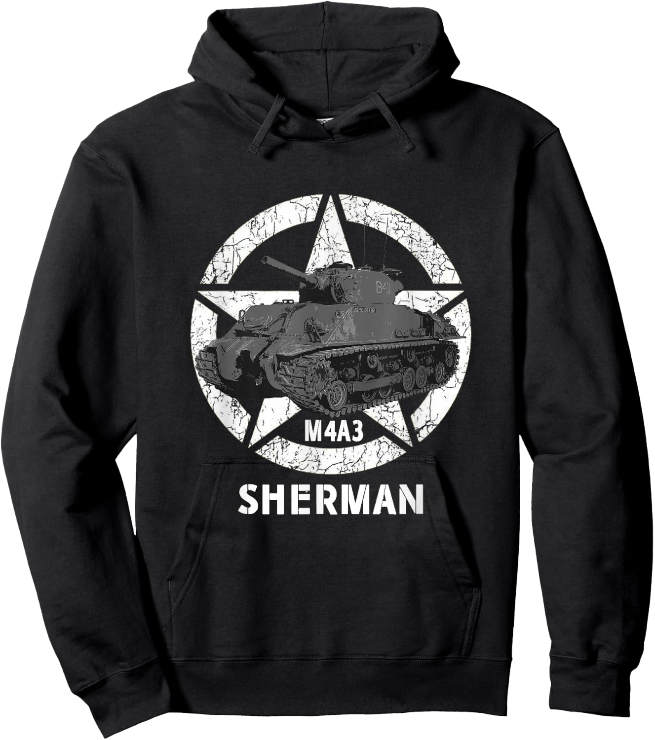 Sherman M4A3 WWII Army Tank History Vintage Hoodie - Hoodie | Black
