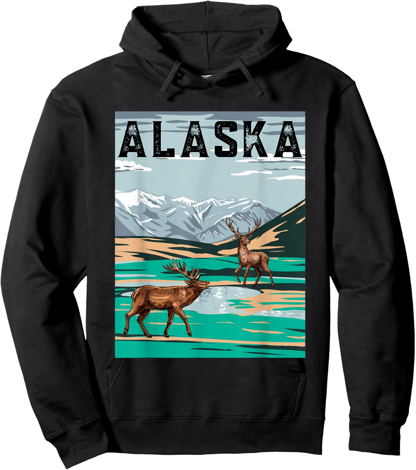Vintage Alaska Hunting Deer design Men Women Boy Girl Kids Hoodie - Hoodie | Black