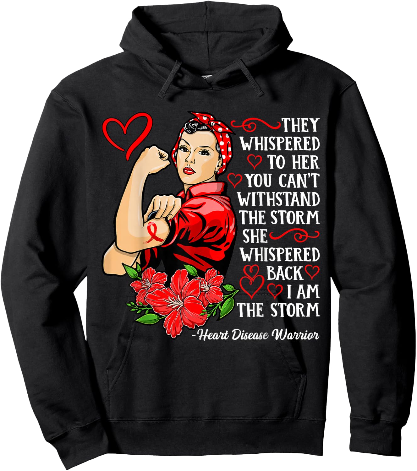 Warrior I Wear Red to Fight Heart Disease Awareness Hoodie - Hoodie | Black