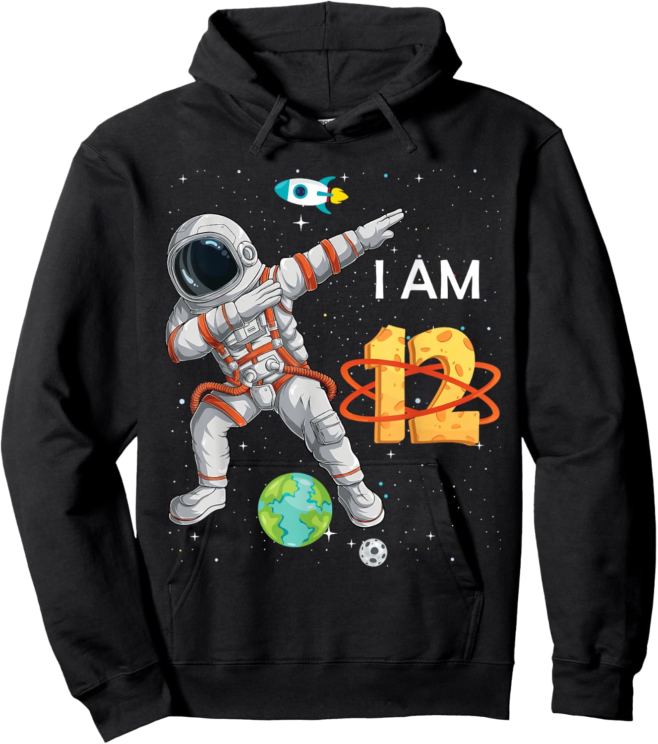 12 Years Old Birthday Boy Astronaut Space 12th B-Day Hoodie - Hoodie | Black