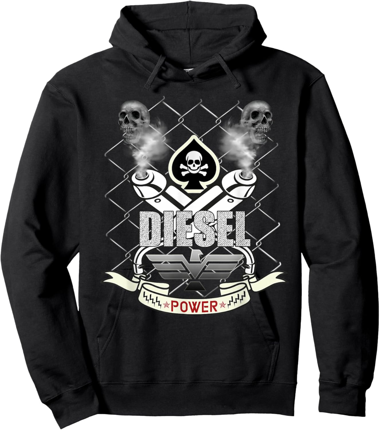 Diesel Power Skull Design Hoodie - Hoodie | Black