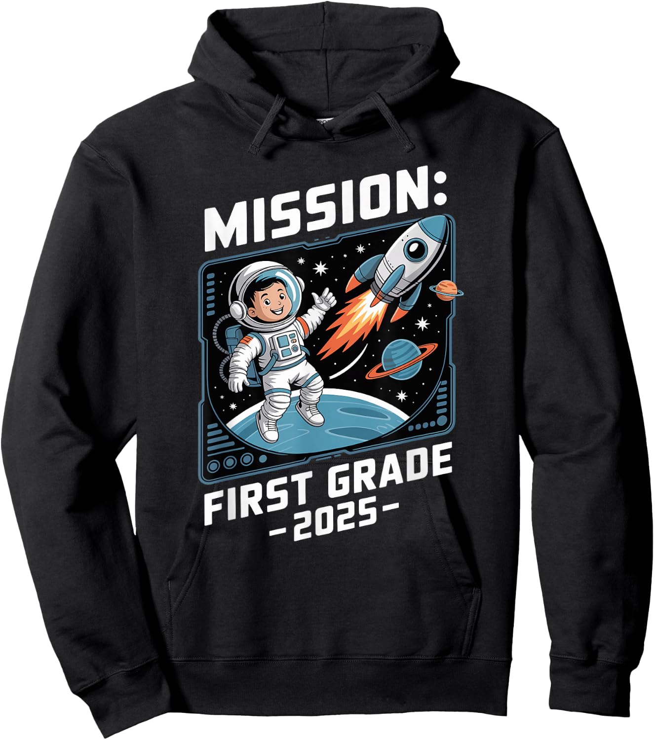 Mission 1st Class Astronaut School Start School Child Space Hoodie - Hoodie | Black
