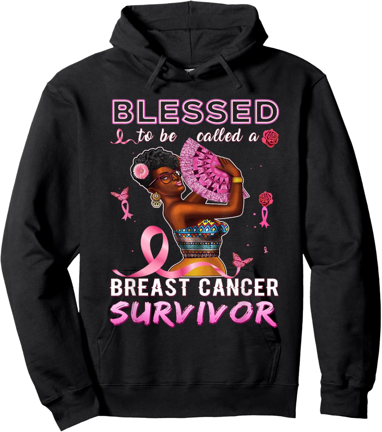 African American Breast Cancer Black Women Blessed Survivor Hoodie - Hoodie | Black
