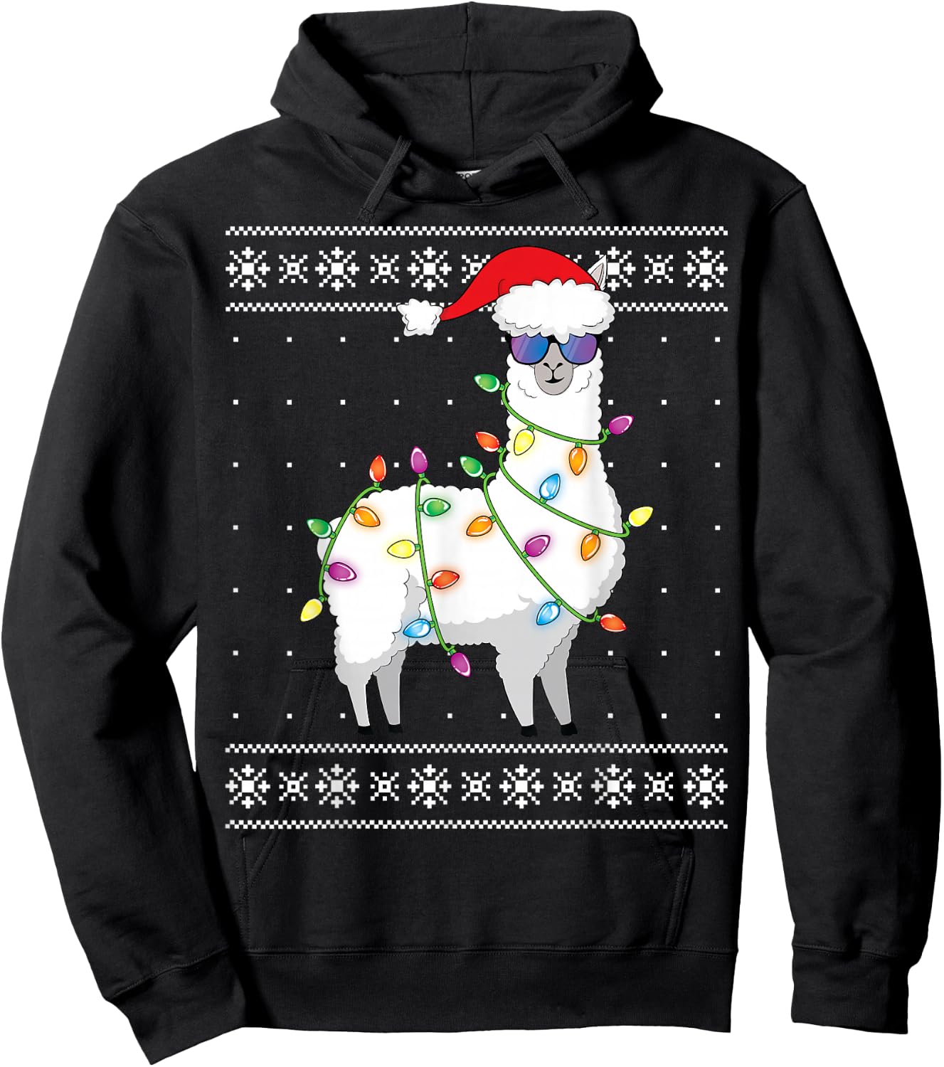 Alpaca Christmas Tree Funny Ugly Christmas Sweater Hoodie - Hoodie | Black