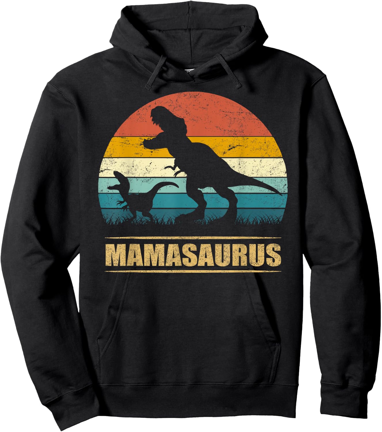 Mamasaurus T Rex Dinosaur Mama Saurus Funny Hoodie - Hoodie | Black