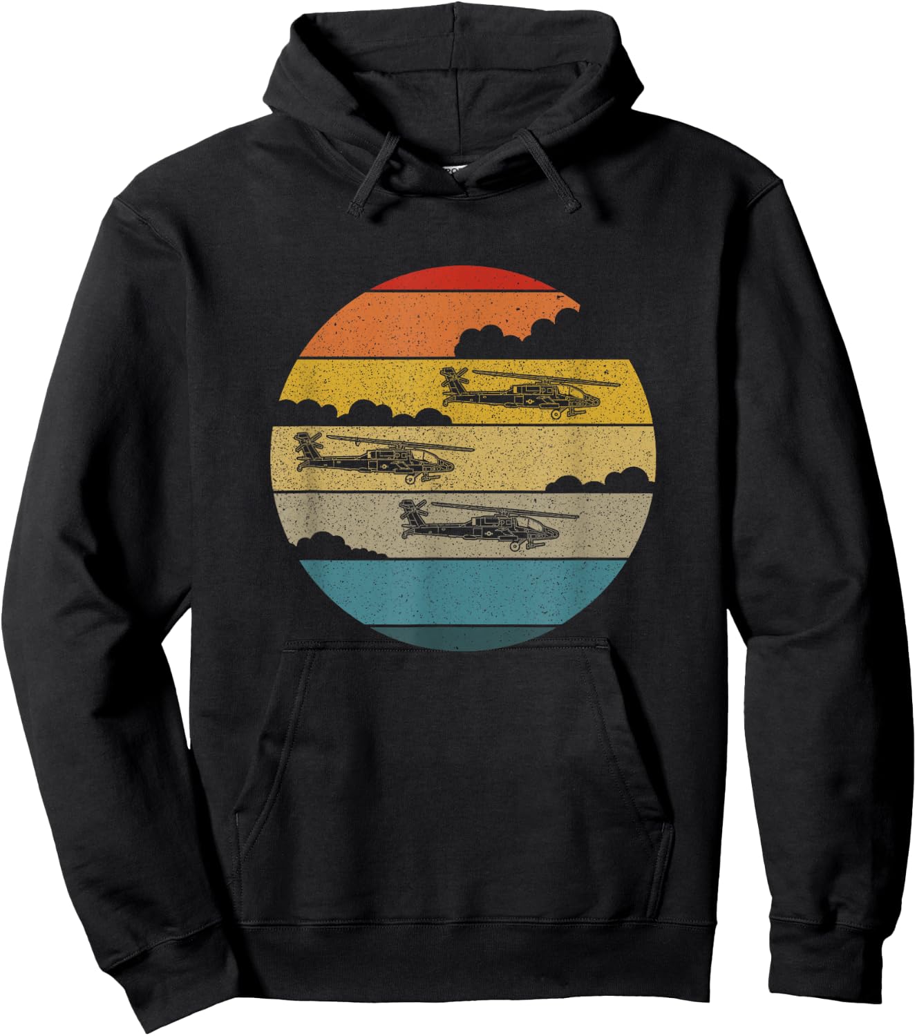 AH64 Apache Retro Helicopter Flying AH-64 Apache Hoodie - Hoodie | Black