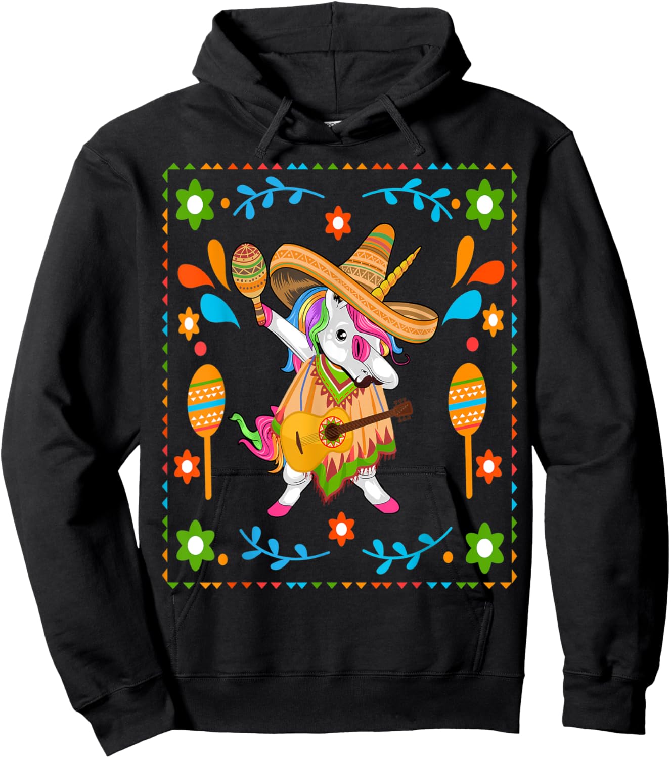 Dabbing Unicorn Poncho Cinco de Mayo Men Sombrero Funny Dab Hoodie - Hoodie | Black