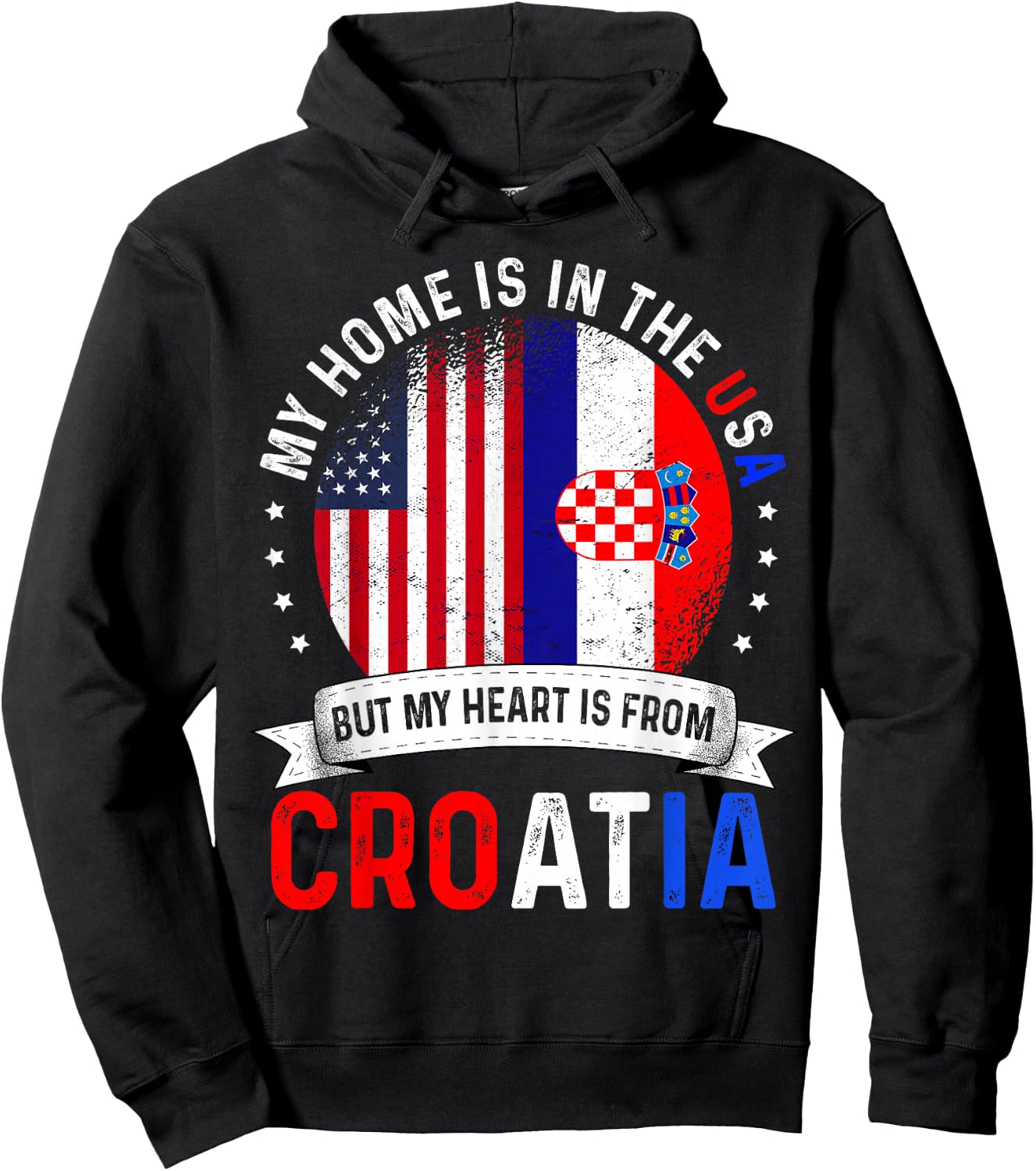 Croatian American Patriot Heart is from Croatia Flag Hoodie - Hoodie | Black