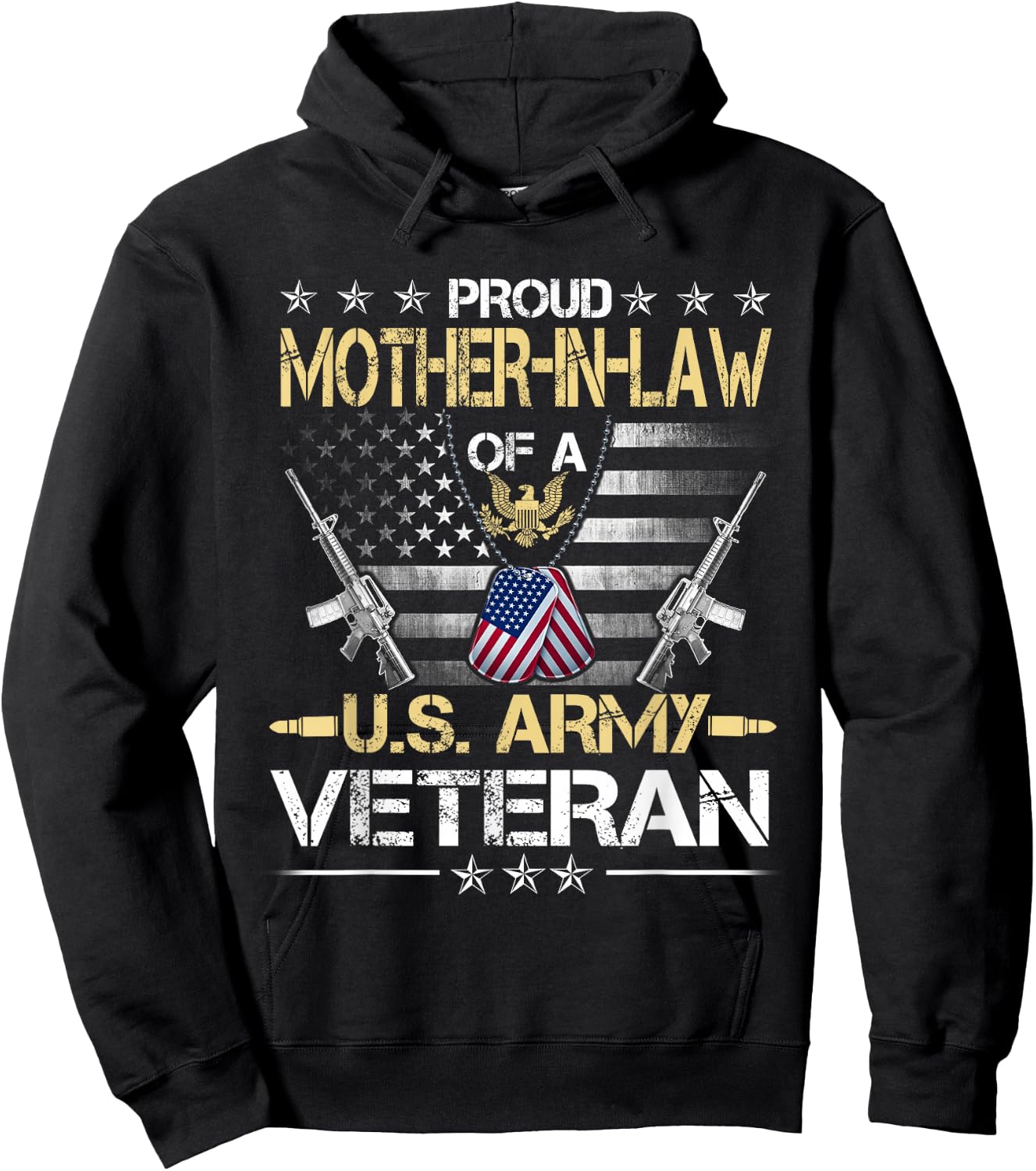 Proud Mother-In-Law Of A U.S. Army Veteran Flag , Veterans Hoodie - Hoodie | Black