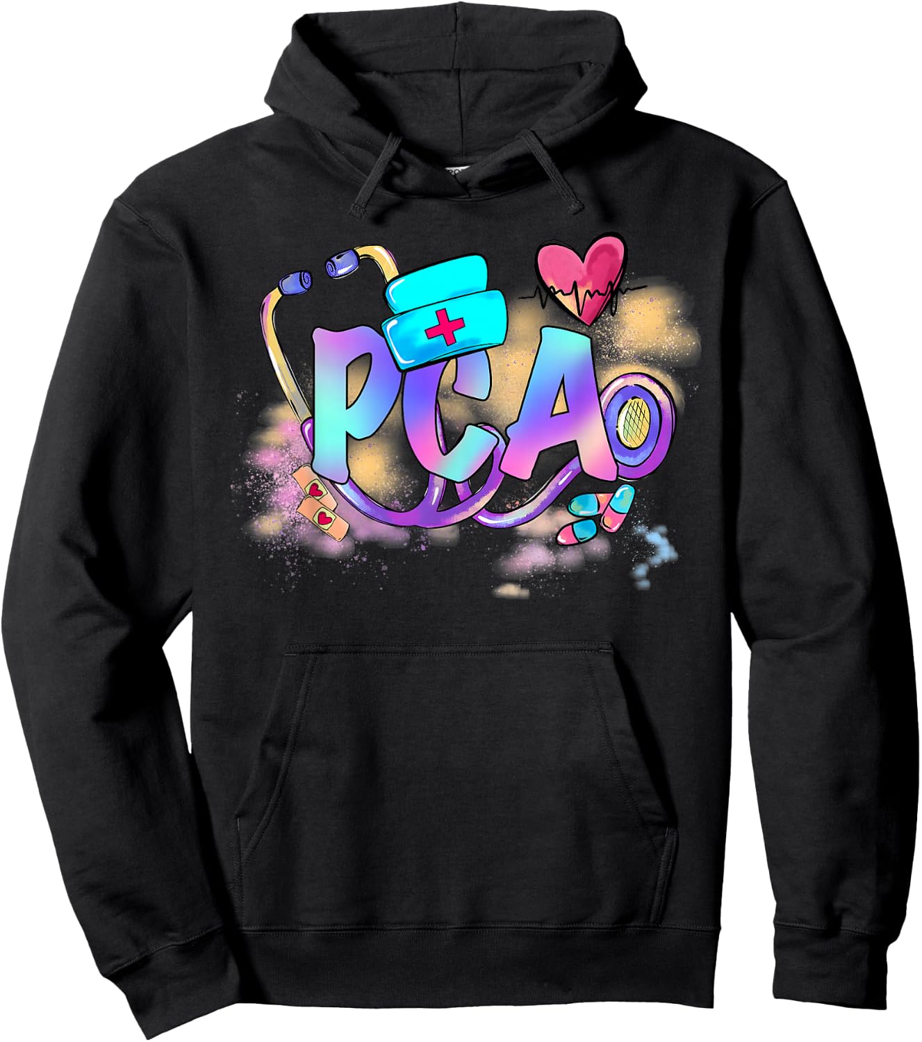 Tie Dye PCA Cute Nurse Day CNA RN Nurse Week Gifts Nursing Hoodie - Hoodie | Black