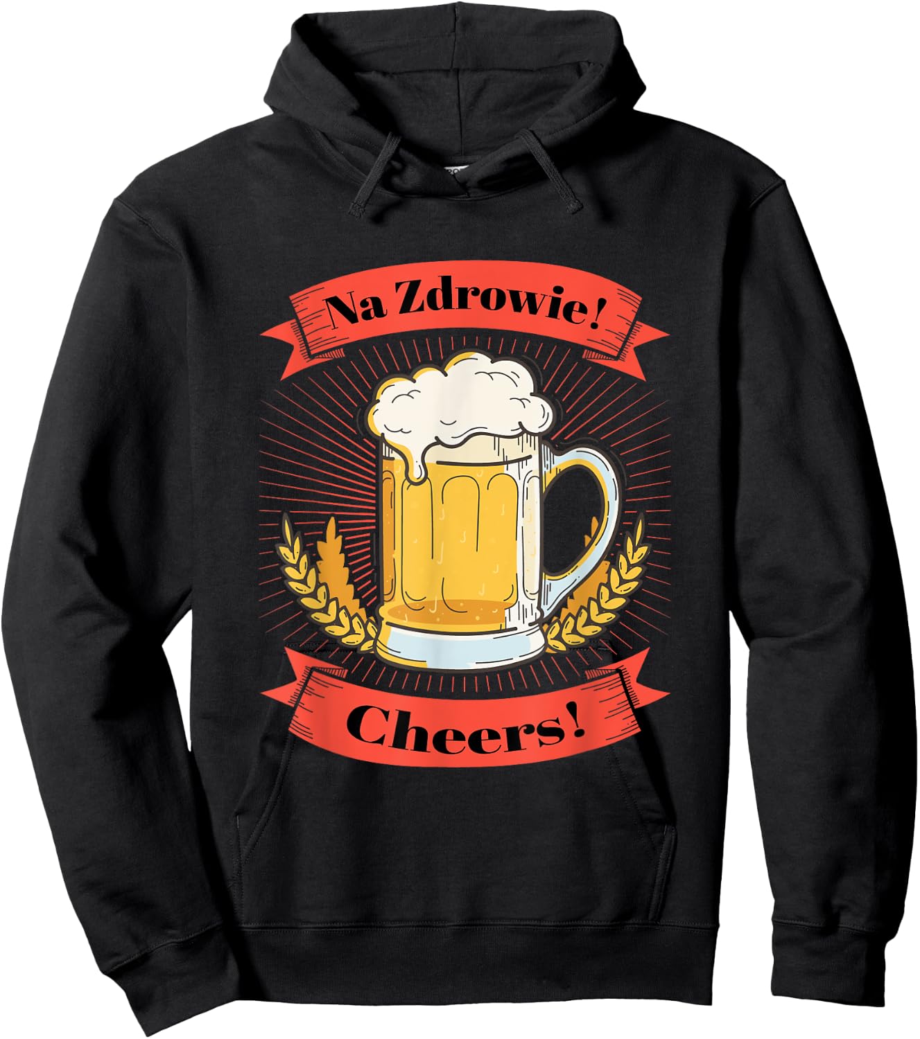 Na Zdrowie Polish Beer Drinking Toast Hoodie - Hoodie | Black